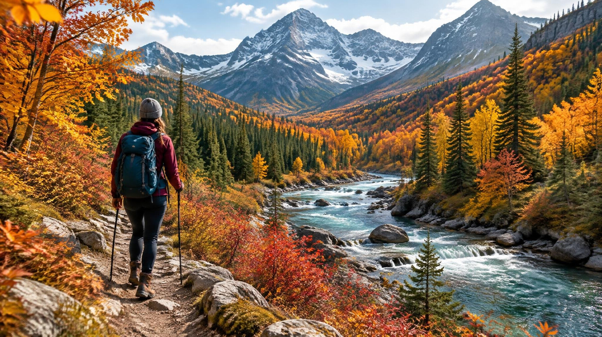 hiking in mountains