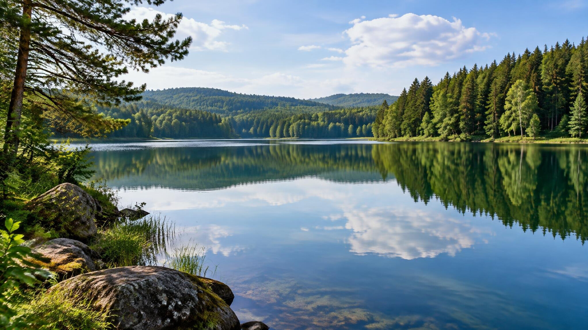 polish lake surrounded by forest